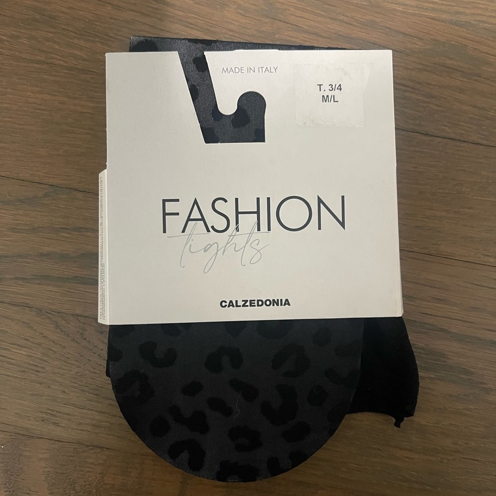 Calzedonia Black Leopard Print Tights